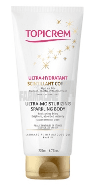 Topicrem Sparkling Lapte corp ultra hidratant cu particule stralucitoare aurii 200 ml