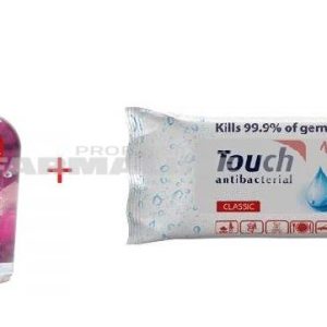 Touch Pachet Violet Gel antibacterian pentru maini 59 ml + Servetele umede 10 bucati