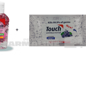 Touch Pachet Violet Gel antibacterian pentru maini 59 ml + Servetele umede 15 bucati