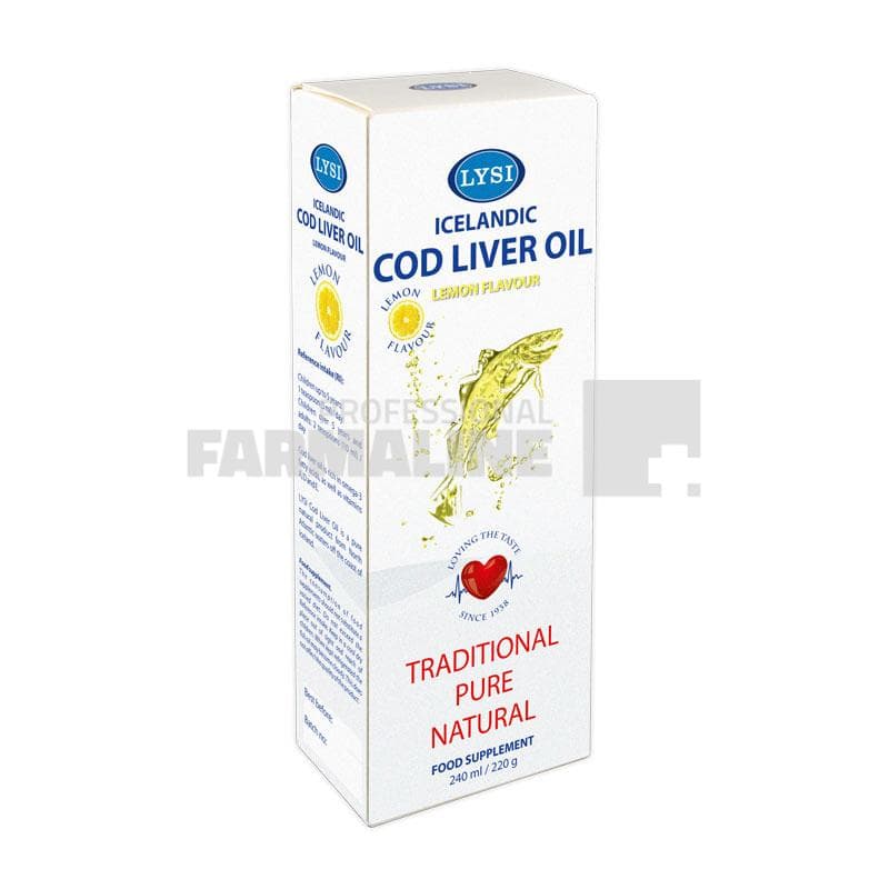 Ulei din ficat de cod cu lamaie 240 ml
