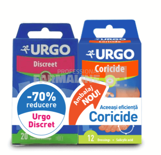 Urgo Coricide 12 bucati + Urgo Discreet 20 bucati 70% Din al II lea 1 Urgo Coricide 12 bucati + Urgo Discreet 20 bucati 70% Din al II lea