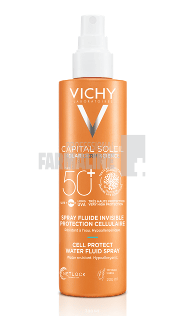 Vichy Capital Soleil Cell Protect Spray fluid invizibil SPF50+ 200 ml 1 Vichy Capital Soleil Cell Protect Spray fluid invizibil SPF50+ 200 ml