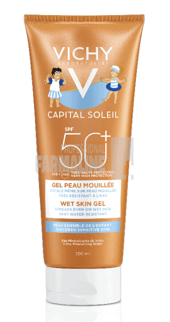 Vichy Capital Soleil Gel pentru copii rezistent la apa SPF50+ 200 ml 1 Vichy Capital Soleil Gel pentru copii rezistent la apa SPF50+ 200 ml
