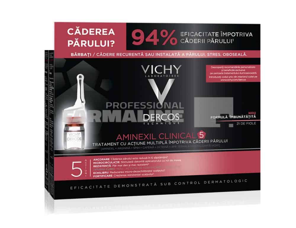 Vichy Dercos Aminexil Clinical 5 Tratament impotriva caderii parului pentru barbati 21 fiole 1 Vichy Dercos Aminexil Clinical 5 Tratament impotriva caderii parului pentru barbati 21 fiole