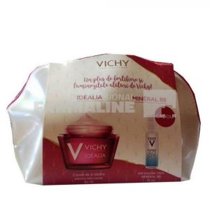 Vichy Pachet Idealia Crema de zi pentru ten normal mixt 50 ml + Mineral 89 Gel-booster zilnic cu efect de fortifiere și reumplere 10 ml Cadou