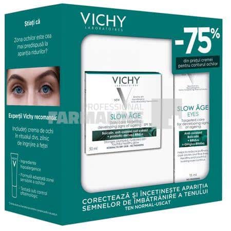Vichy Slow Age Pachet Crema ingrijire zilnica 50 ml + Crema contur ochi 15 ml 1+1 - 70% din al II lea