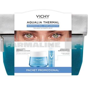 Vichy Trusa Aqualia Thermal Riche Crema rehidratanta cu acid hyaluronic ten uscat 50 ml + Aqualia Thermal Balsam hidratant pentru zona ochilor cu efect revigorant 15 ml
