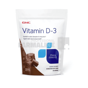 Vitamina D3 1000UI caramele cu aroma de ciocolata 60 bucati
