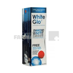 Shop 8 White Glo Diamond Plus Plaque Seeker Pasta de dinti 60 ml + Pastila testare placa bacteriana