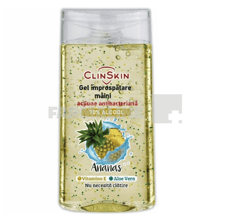 Zdrovit Clinskin Gel improspatare maini cu ananas 70% alcool 100 ml 1 Zdrovit Clinskin Gel improspatare maini cu ananas 70% alcool 100 ml