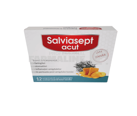 Zdrovit Salviasept acut fara zahar 12 comprimate 1 Zdrovit Salviasept acut fara zahar 12 comprimate