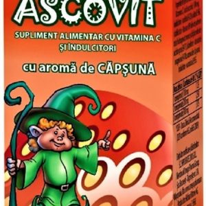 Ascovit 100mg cu aroma de capsuni - 20 comprimate masticabile