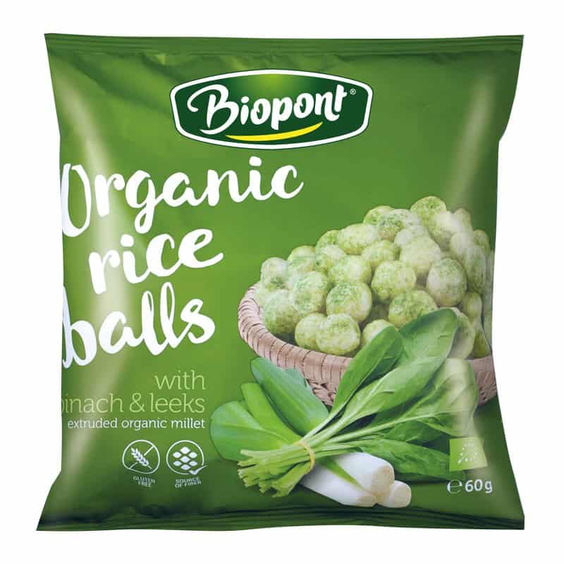 Bilute din orez brun expandat cu spanac si praz