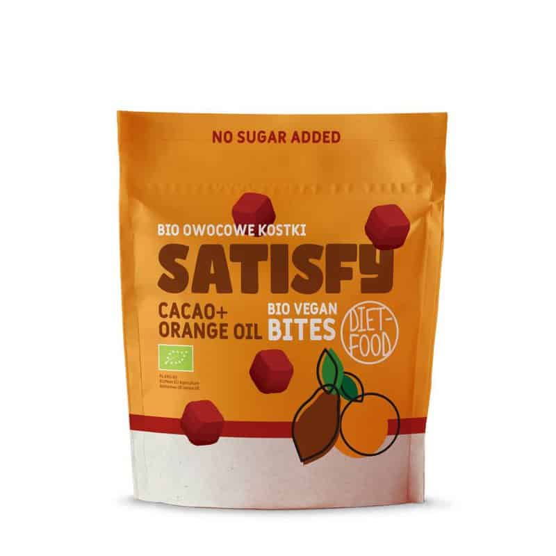 Bio Bites SATISFY – cuburi de fructe cu ciocolata si portocale