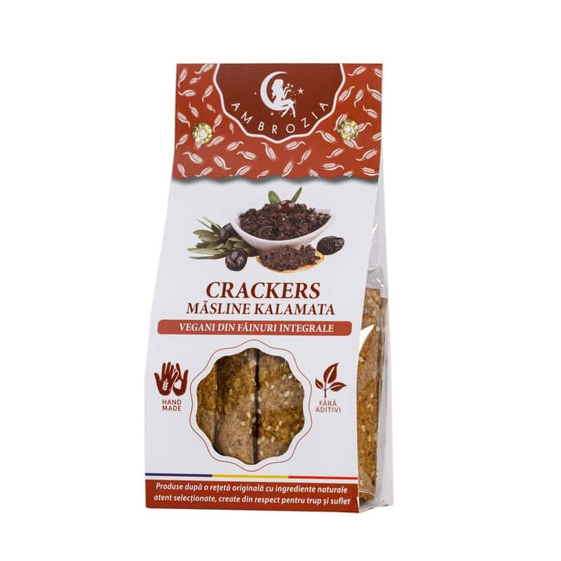 CRACKERS VEGANI CU MASLINE KALAMATA – 125G - Hiper Ambrozia