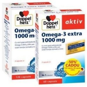 Doppelherz Aktiv Omega-3 Extra cu ulei somon - 120 capsule (+ 60 capsule extra)