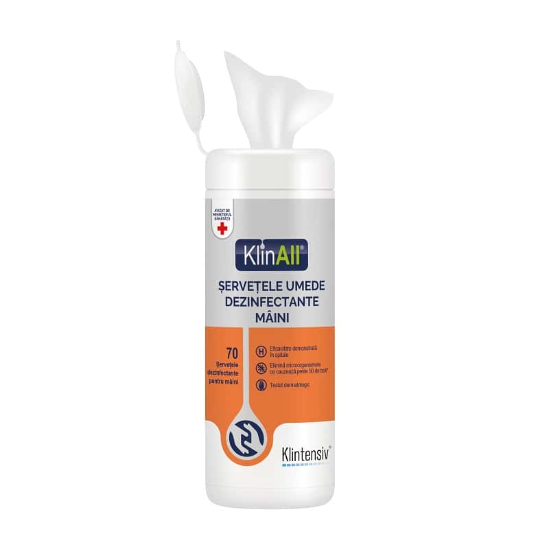 KlinAll® - Servetele umede dezinfectante pentru maini
