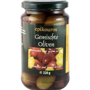 Masline mixte cu samburi in saramura - eco-bio 320g - Epikouros