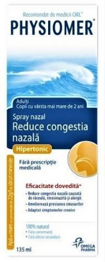 Physiomer Hypertonic spray nazal cu apa de mare hipertonica - 135ml Gilbert