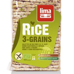 Rondele de orez expandat cu 3 cereale eco-bio 130g - Lima