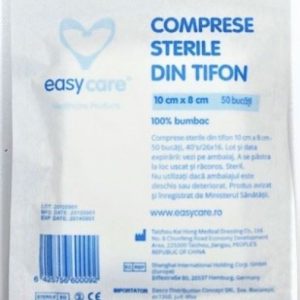 easycare comprese sterile din tifon bumbac 100% taiate 22gr/mp 10/8cm/50 str 1plic