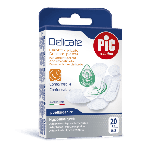pic plasturi piele sensibila delicate mix 4 dimensiuni cu solutie antibacteriana ctx20 buc