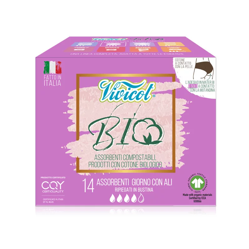 Absorbante de zi din bumbac Bio hipoalergenic compostabil (14 buc) VIVICOT BIO