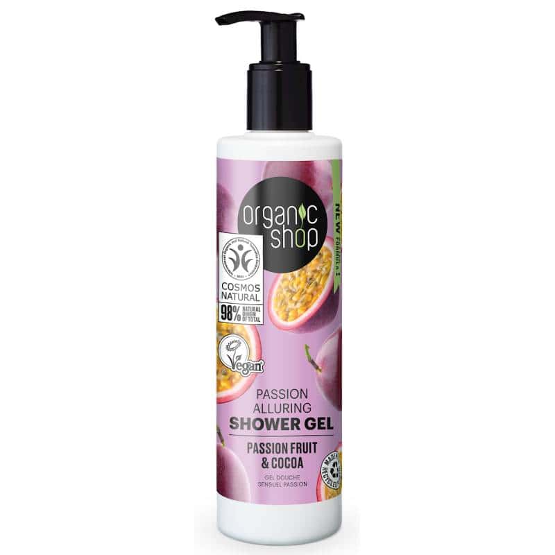 Gel de duș cu fructul pasiunii și unt de cacao ECO 280 ml Organic Shop