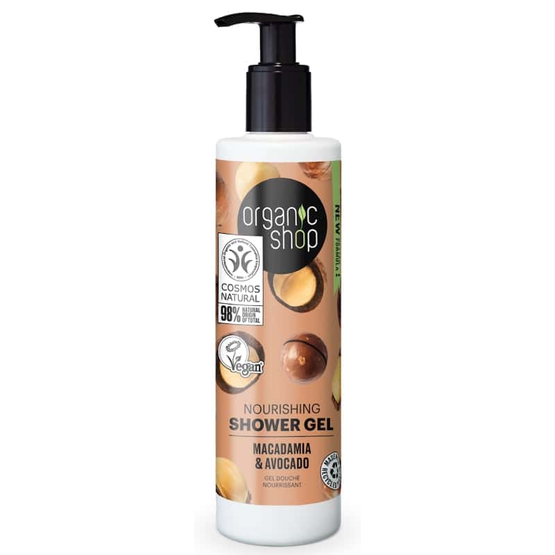 Gel de duș hrănitor cu nuci de macadamia și ulei de avocado ECO 280 ml Organic Shop