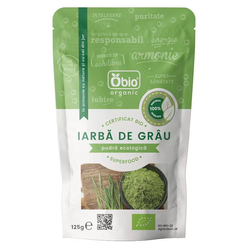 Iarba de Grau Pulbere Organica 125g Obio