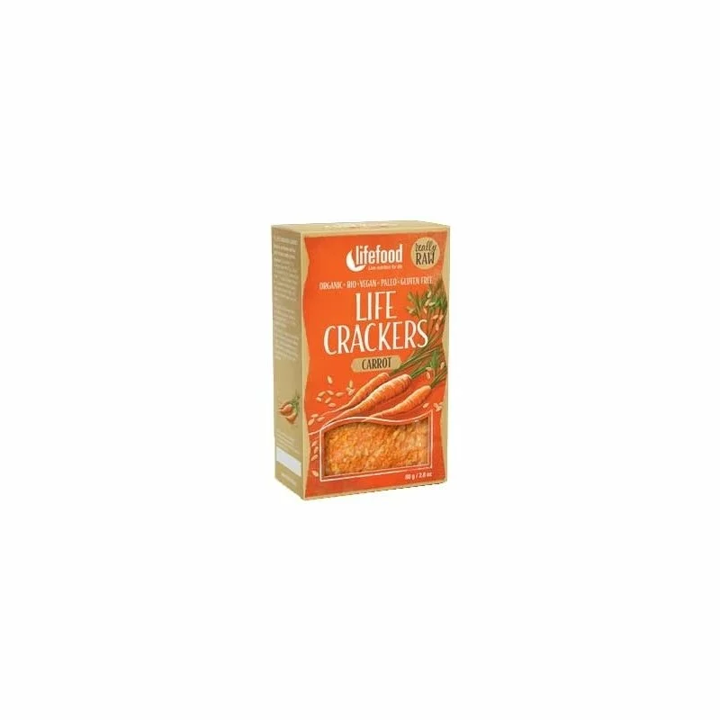 Lifecrackers cu morcovi raw Bio 80g Lifefood