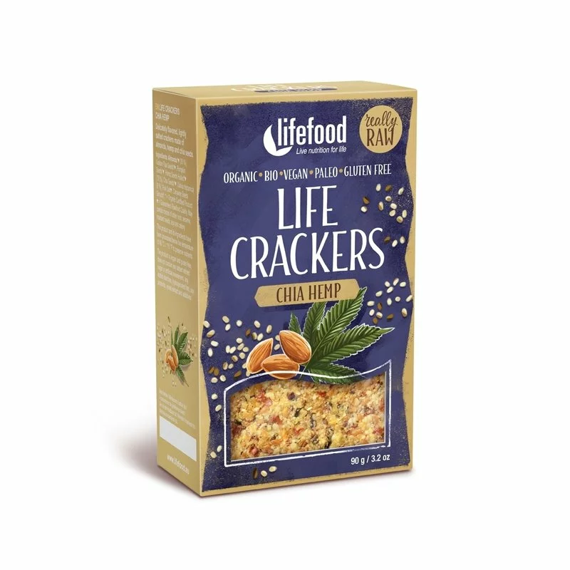 Lifecrackers cu seminte de chia si canepa raw Bio 90g Lifefood