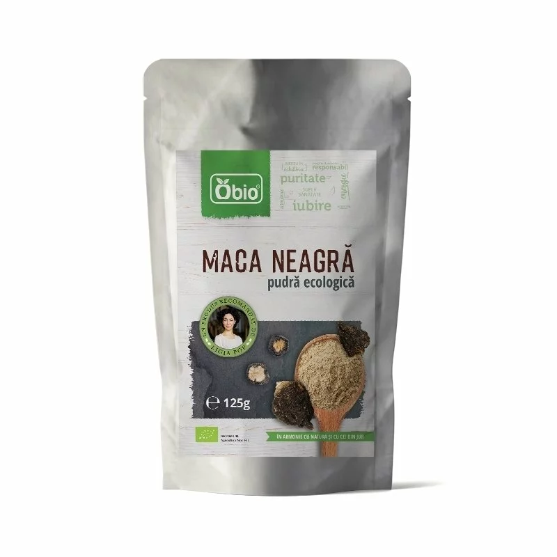 Maca neagra pudra raw Bio 125g Obio