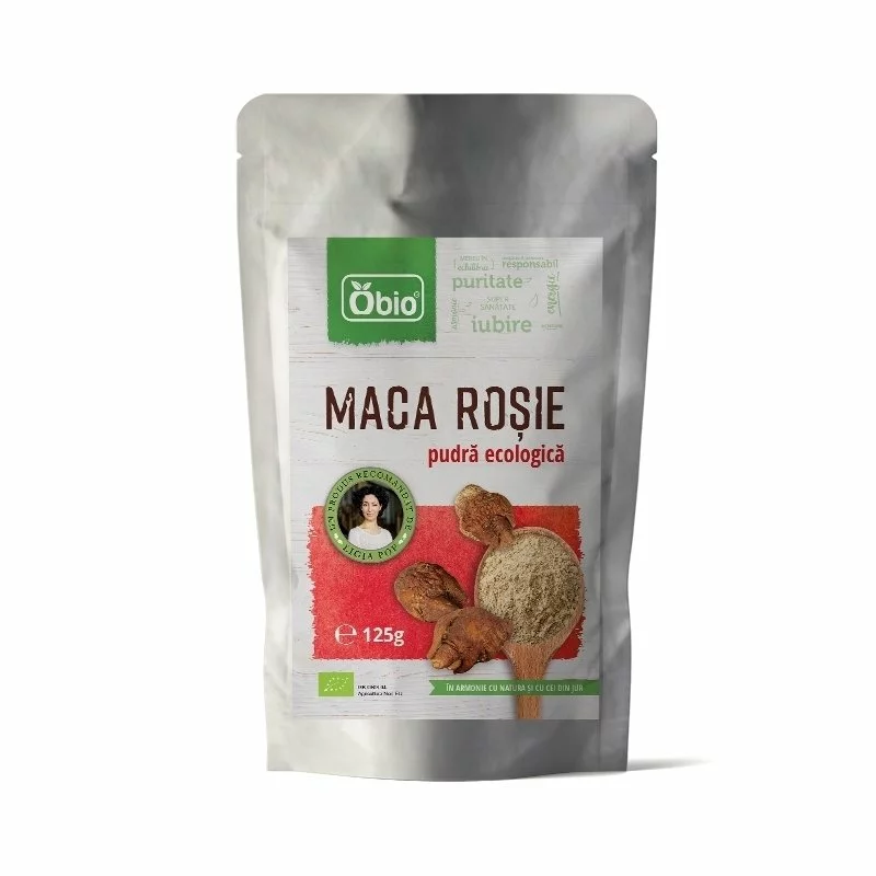 Maca rosie pudra raw Bio 125g Obio