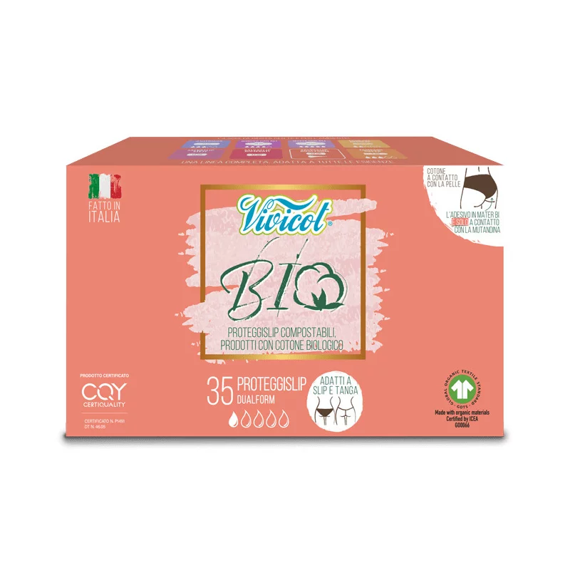 Protej slip din bumbac Bio hipoalergenic compostabil Dual form ( 35 buc ) VIVICOT BIO