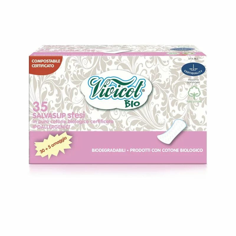 Protej slip din bumbac Bio hipoalergenic compostabil Normal ( 35 buc ) VIVICOT BIO