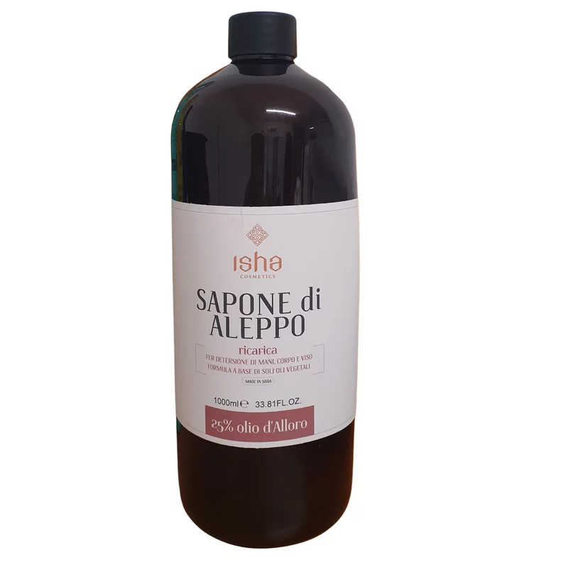 Sapun de alep lichid cu 25% ulei de dafin 1000ml Isha