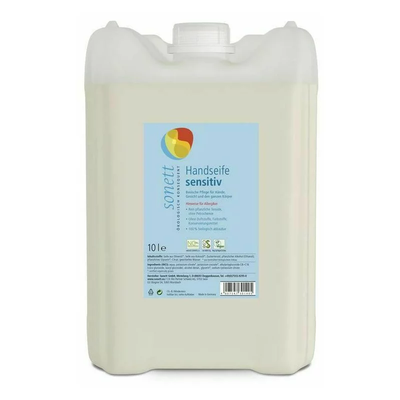 Sapun lichid gel de dus ecologic SENSITIVE 10 L Sonett