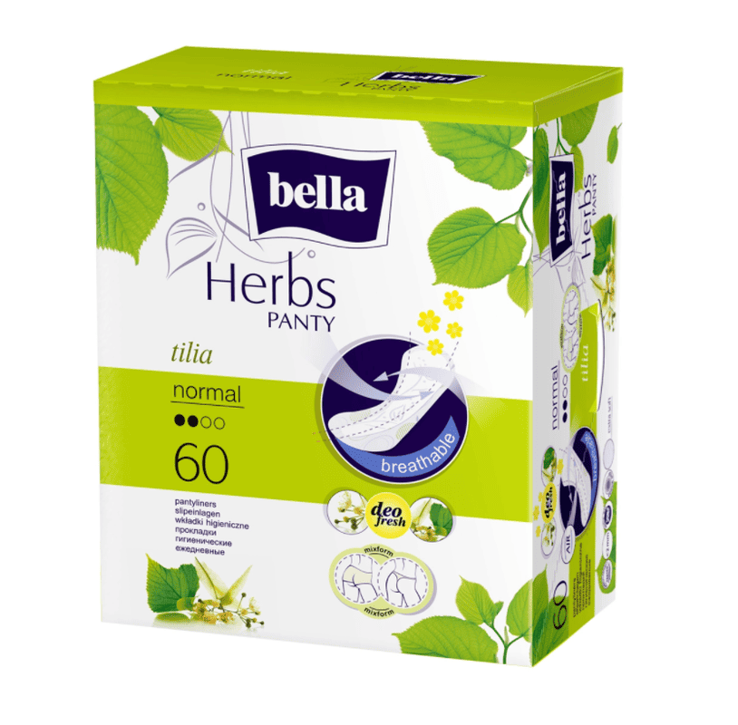 Absorbante Herbs Panty Floare de tei Mixform, 60 bucati, Bella 1 Absorbante Herbs Panty Floare de tei Mixform