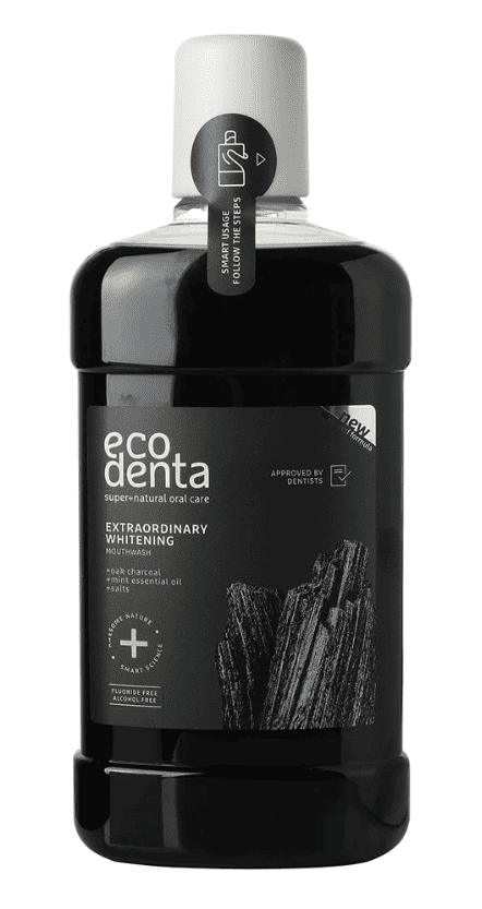 Apa de gura cu carbune si efect de albire, 500ml, Ecodenta 1 Apa de gura cu carbune si efect de albire