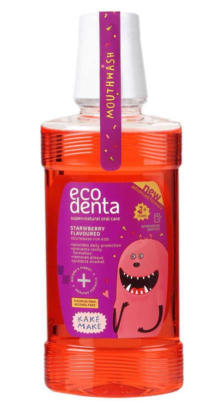 Apa de gura pentru curatarea cavitatii orale cu gust de capsuni pentru copii, 250ml, Ecodenta 1 Apa de gura pentru curatarea cavitatii orale cu gust de capsuni pentru copii