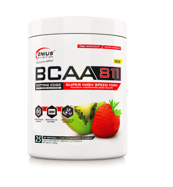 BCAA811 cu aroma de kiwi si capsuni, 400g, Genius Nutrition 1 BCAA811 cu aroma de kiwi si capsuni