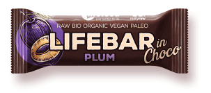 Baton cu prune in ciocolata raw Lifebar Bio