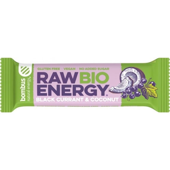 Baton energizant bio cu coacaze negre si nuca de cocos Raw Energy