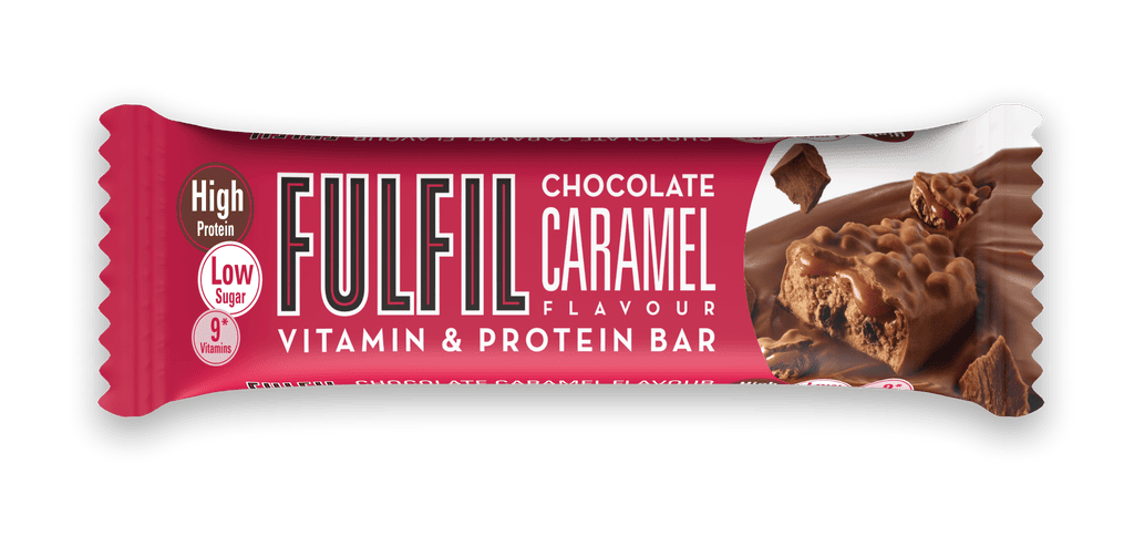 Baton proteic cu 9 vitamine Chocolate Caramel Flavour, 55g, Fulfil Nutrition 1 Baton proteic cu 9 vitamine Chocolate Caramel Flavour