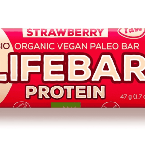 Baton proteic cu capsuni raw Lifebar Bio
