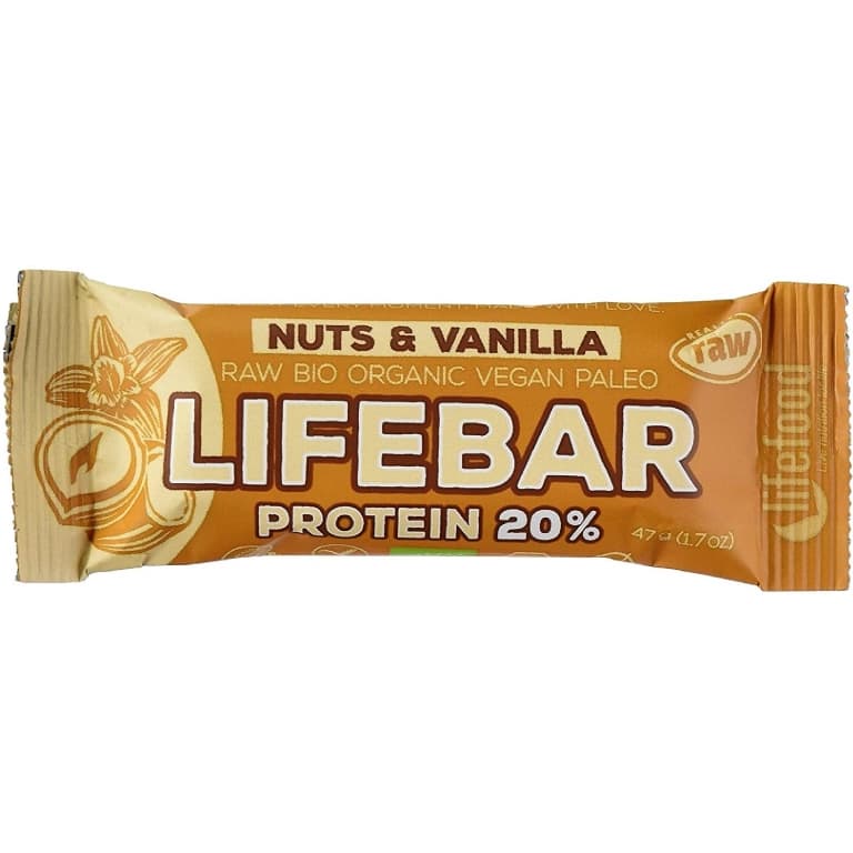 Baton proteic cu nuci si vanilie raw Lifebar Bio