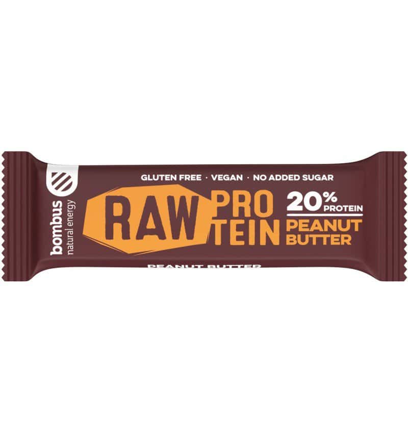 Baton proteic cu unt de arahide 20% proteine Raw Protein, 50g, Bombus 1 Baton proteic cu unt de arahide 20% proteine Raw Protein