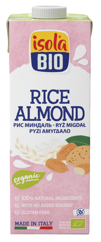 Bautura bio din orez cu migdale fara gluten, 1l, Isola Bio 1 Bautura bio din orez cu migdale fara gluten