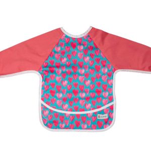 Bavetica cu maneca lunga si buzunar cu model de inimioare